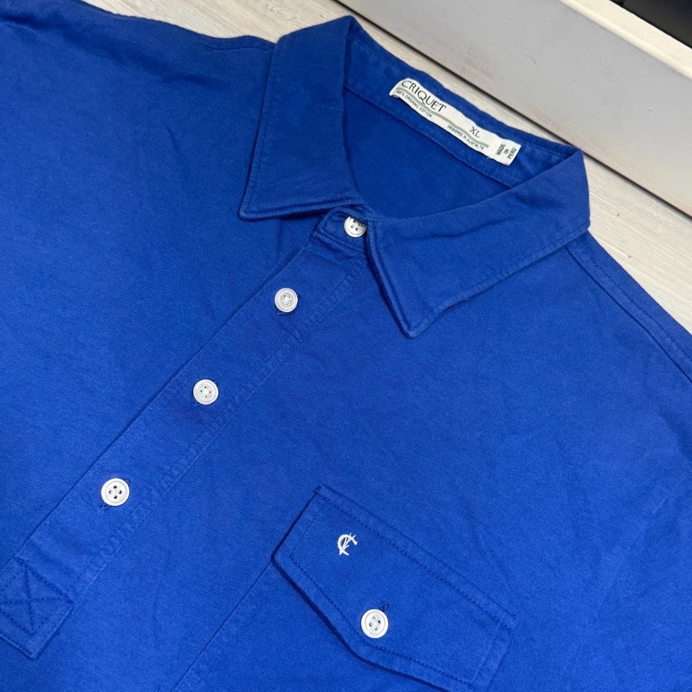 Criquet Polo Shirt Mens Sz XL Blue Organic Cotton Blend Golf Medinah CC